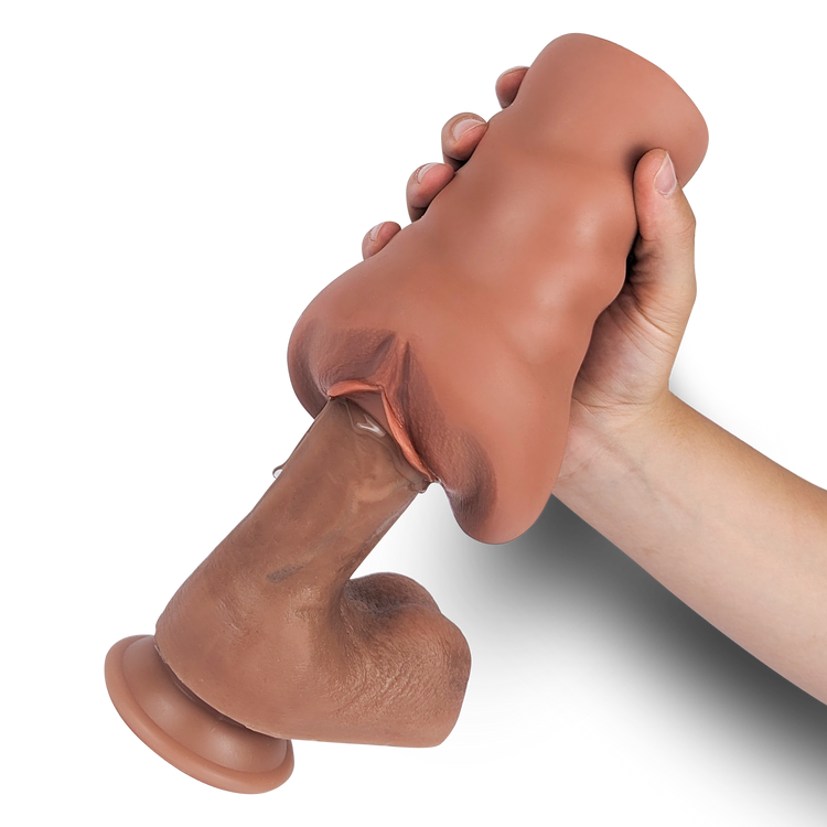 Emma vasthouden product in werking, kunstvagina voor man