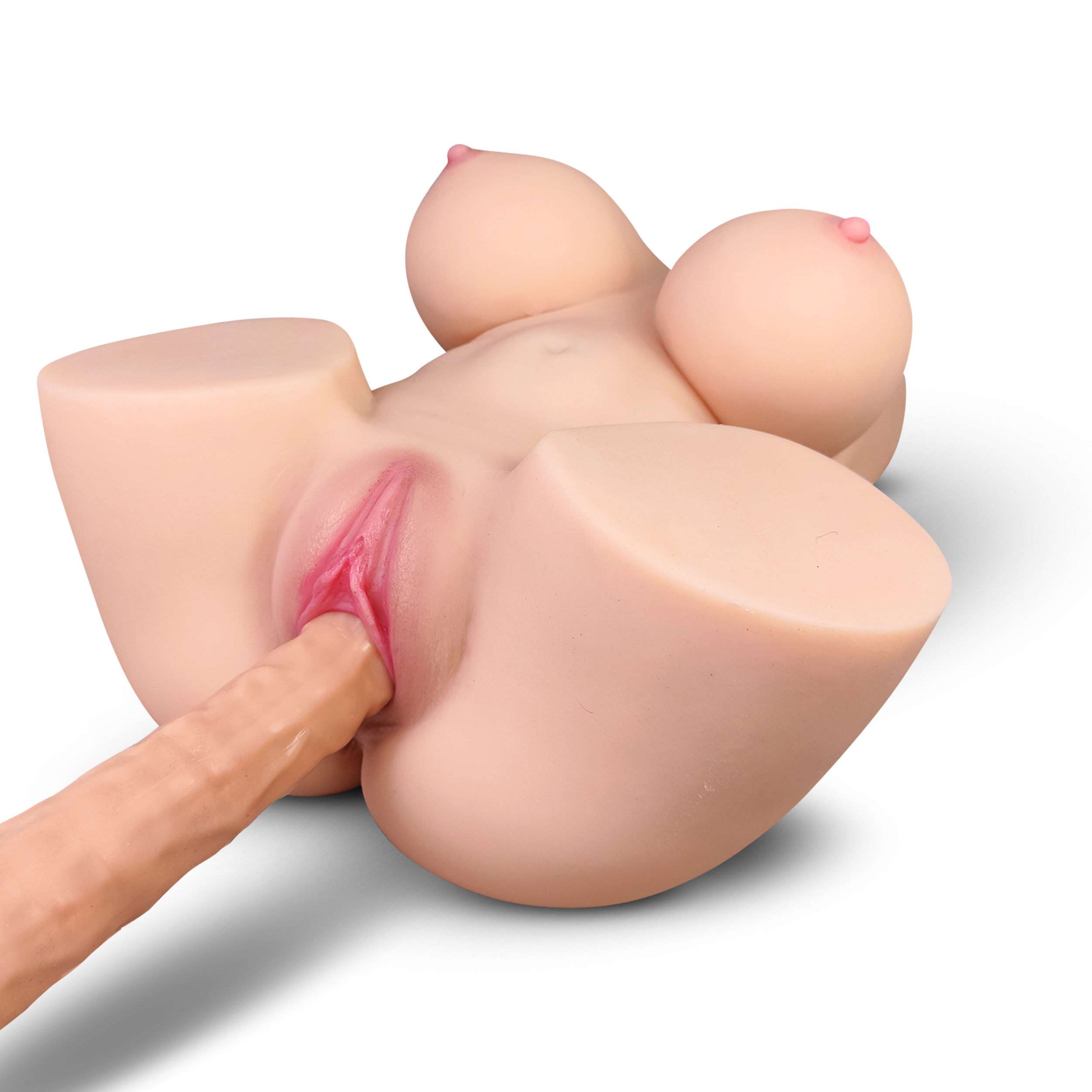 Maud liggend product in werking, nep vagina met kont