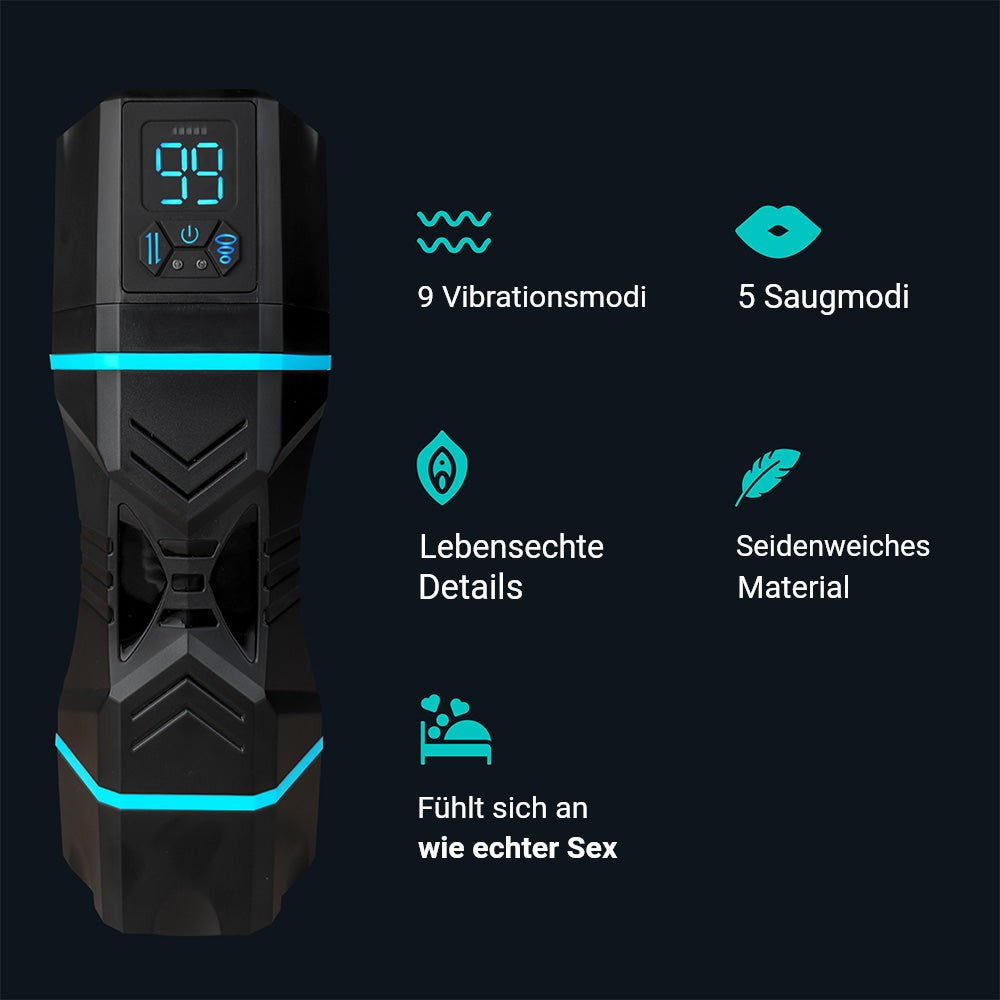 Infografik Kate: 9 Vibrationsmodi, 5 Saugmodi, lebensechte Details und seidenweiches Material